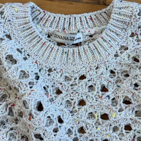 Zenana Elegant Cream White Confetti Knit Sweater NEW - Picture 3 of 4
